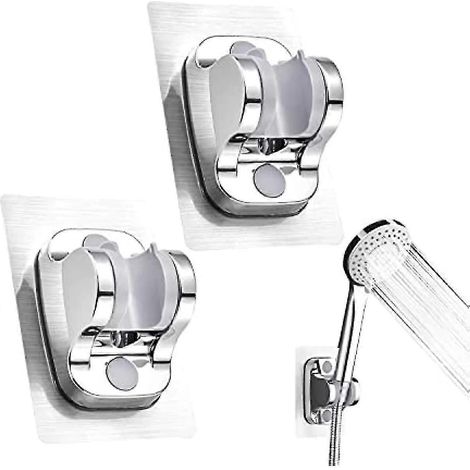 Set Mit 2 Nagelfreien, Selbstklebenden Wandhalterungen Für Handbrausen, Verstellbare Badezimmerhalterung (silber)