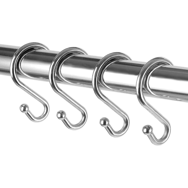 Verchromte Duschvorhanghaken Aus Metall, Rostfrei, S-förmig, Für Duschvorhänge, Küchenutensilien, Kleidung, Handtücher – 12er-pack