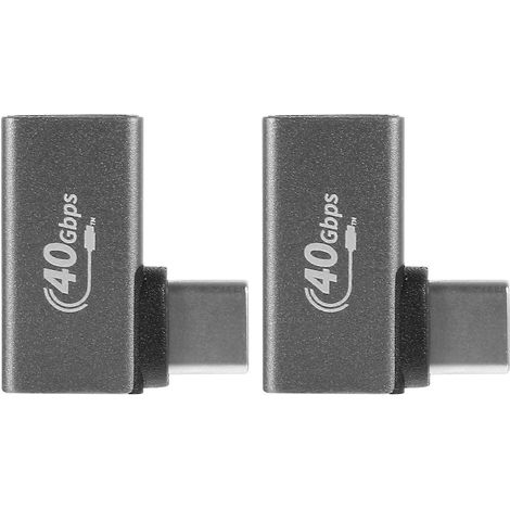 2er-pack Rechtwinklige Usb-c-adapter (typ-c-anschluss), Computerzubehör – 2,3 X 1,9 X 0,6 Cm – Grau