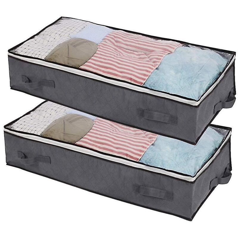 Set Aus 2 X 100-liter-aufbewahrungstaschen Für Unter Das Bett Mit 4 Tragegriffen Und 2 Robusten Reißverschlüssen, Für Decken, Kleidung Und Bettdecken Faltbare Aufbewahrungstaschen Mit Sichtfenster