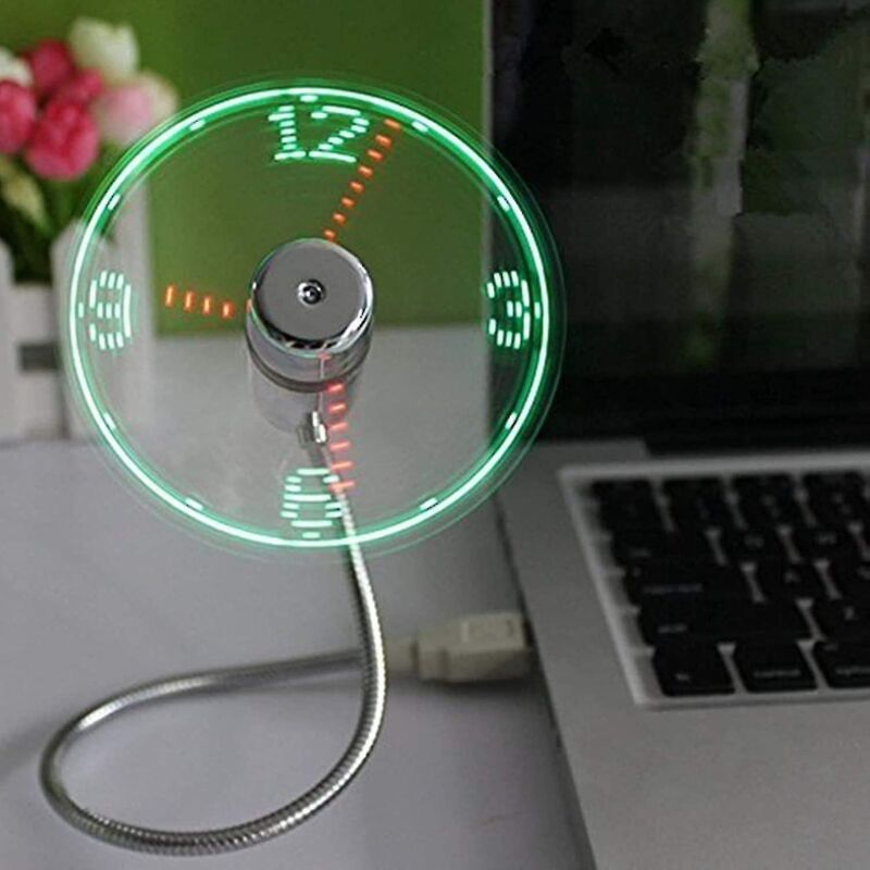 Usb-led-ventilator Mit Uhr Und Echtzeit-zeitanzeige, Silber (uhr)