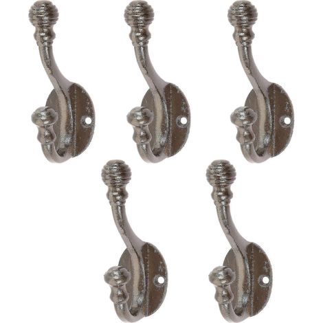 Antike Hut- Und Mantelhaken Aus Gusseisen Mit Kugelförmigen Enden, 30 Mm X 95 Mm, Roh