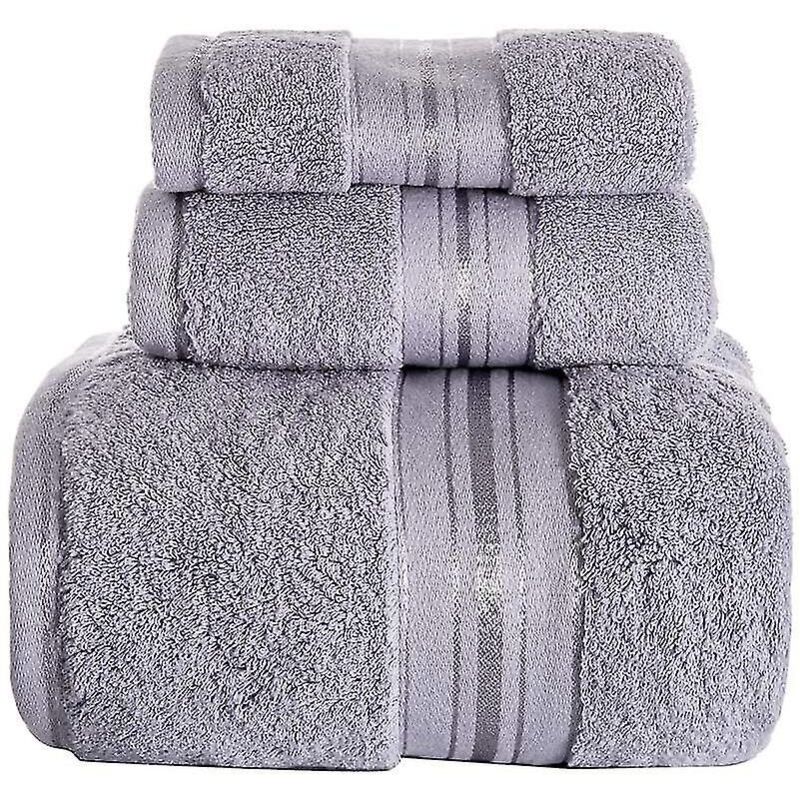Set Mit 3 Luxuriösen Grauen Badetüchern Aus 100 % Baumwolle