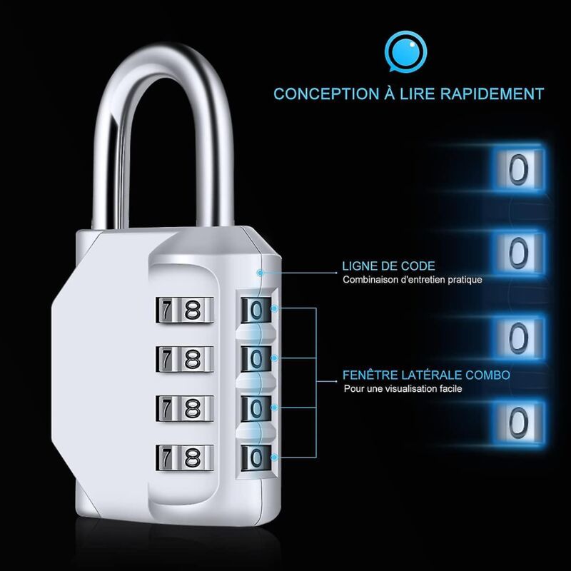 Versilbertes Metall-zahlenschloss – 4-stellige Zahlenkombination