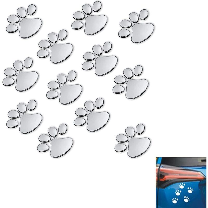 Set Mit 12 Silbernen Autoaufklebern