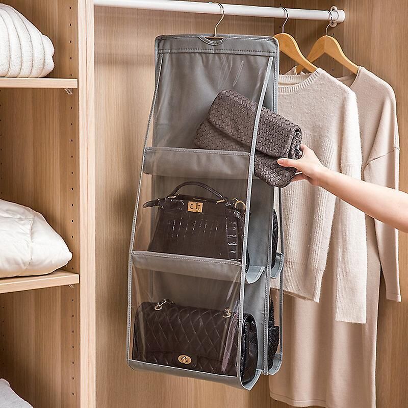 Umweltfreundlicher, Grauer Hängeorganizer Aus Vliesstoff Mit 6 Fächern Für Schlafzimmer Und Kleiderschrank