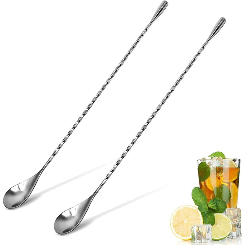 Paar Langstielige Cocktaillöffel Aus Edelstahl