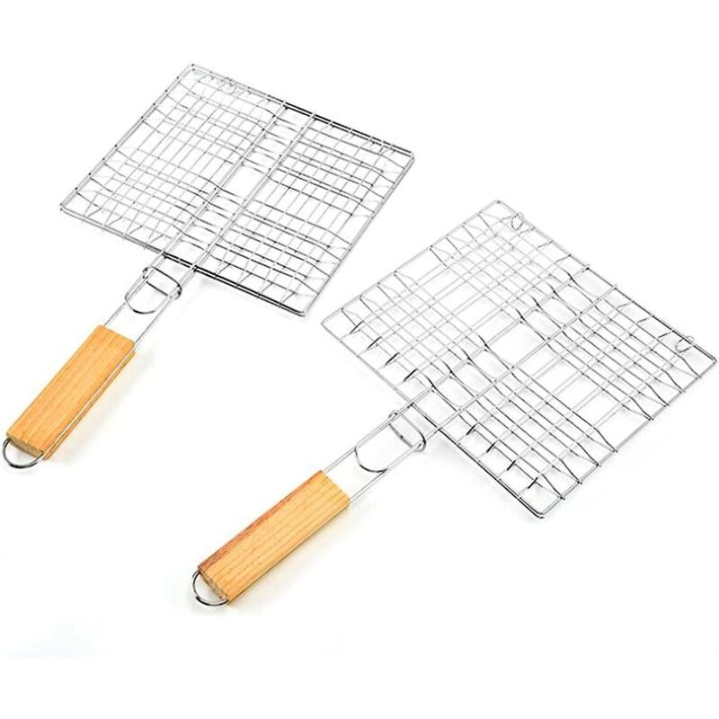 Tragbares Grillset Aus Edelstahl – Inklusive 2 Grillkörben Für Steaks Und Fleisch