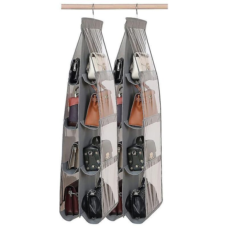 Verbesserter Handtaschenorganizer Mit 8 Großen Grauen Taschen Und Einem Transparenten Fach