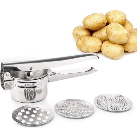Kartoffelstampfer Aus Edelstahl Mit 3 Austauschbaren Scheiben