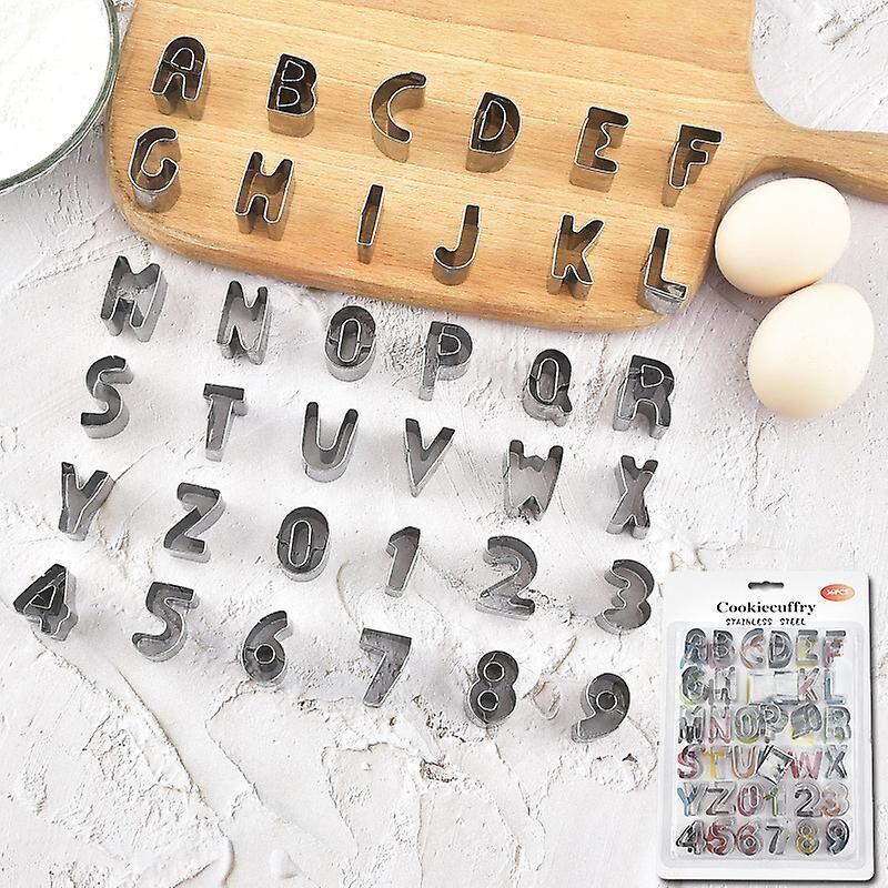 Set Mit 36 Ausstechformen Aus Edelstahl In Form Von Buchstaben Des Alphabets Mit Robuster Aufbewahrungsbox Zum Dekorieren Von Kuchen, Keksen Und Anderen Leckereien.