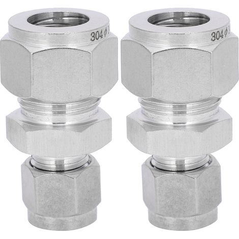 2-teilige Edelstahl-doppelring-klemmverschraubung, Gerader Konischer Adapter Für 8-14 Mm Rohre