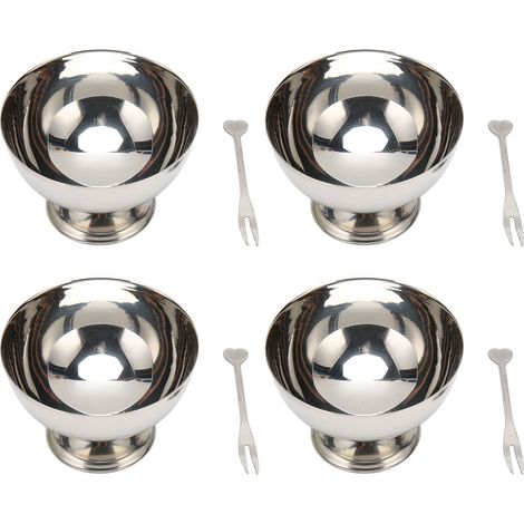 4-teiliges Eiscremeschalen-set Mit Edelstahlboden, Wiederverwendbar Für Eisbecher, Obst Und Partysnacks