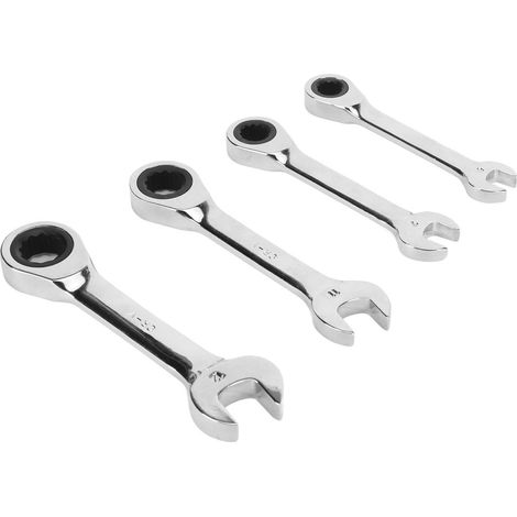Satz Mit 4 Kurzen Ratschen Mit 72 Zähnen (8 Mm, 9 Mm, 11 Mm, 12 Mm) – Professioneller Ratschenschlüssel Für Reparaturen
