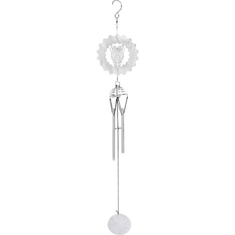 Robustes Windspiel Mit Eule Aus Metall, Elegant Und Dekorativ, Für Den Innen- Und Außenbereich Geeignet, Mit Anhänger.