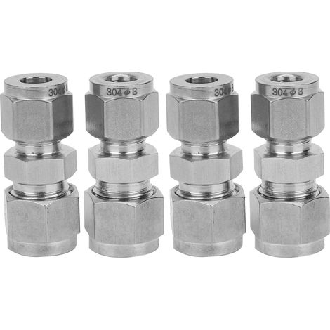 Edelstahl-doppelring-kompressionsadapter Für Schläuche (8 Mm/10 Mm) – 4er-pack