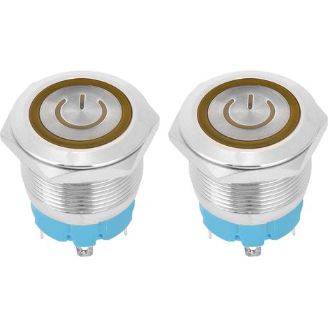 Stück 4-polige 22-mm-drucktaster, Gelbe Kontrollleuchte, 3–6 V Dc