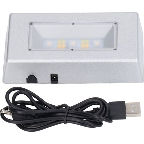 Silberner Rechteckiger Led-display-sockel Mit Mehrstufiger Beleuchtung Und Usb-kabel Für Schmuck Und Kristalle