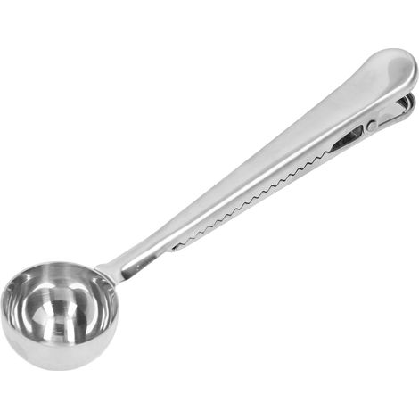 2-in-1-kaffeelöffel-verschlussclip Aus Edelstahl, Ergonomisches Und Praktisches Design Für Getränke, Silberfarbenes Zubehör