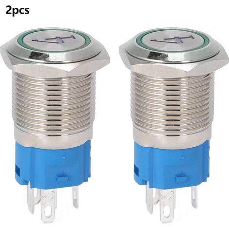 X 5-polige 16-mm-flachkopf-metall-drucktaster Mit Grüner Led, 220 V Ac, Selbstrückstellend
