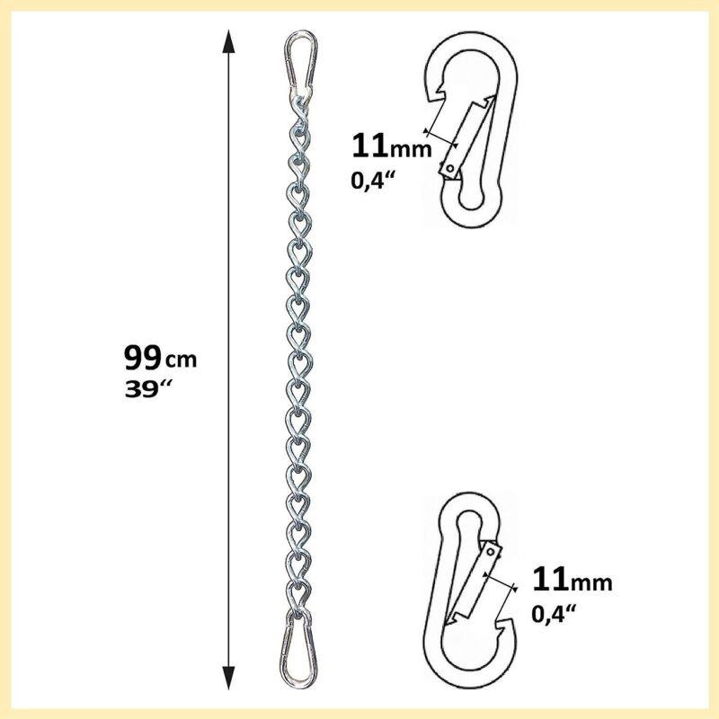 Kette Mit Zwei Karabinerhaken Für Hängemattenstuhl, Verstellbare Länge, Tragkraft Bis Zu 230 Kg