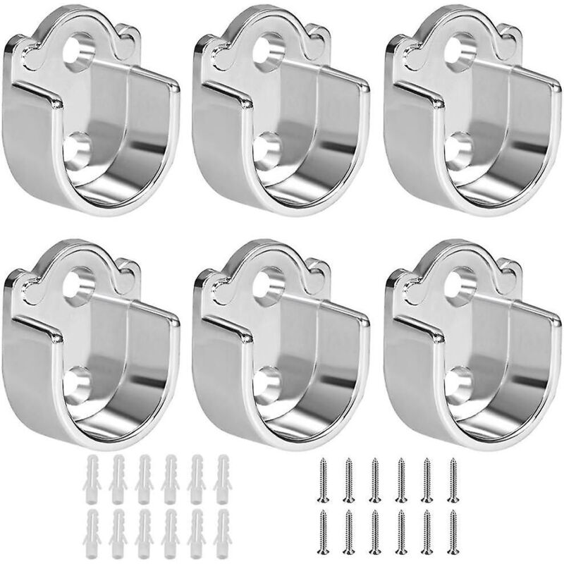 Set Mit 6 Robusten Kleiderstangenhalterungen Aus Zinklegierung Für Kleiderschrank, Duschvorhang Und Schranktür.