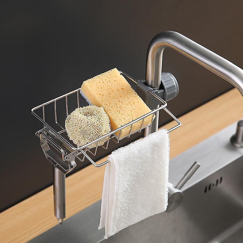 Küchenschwamm- Und Bürstenhalter – Edelstahl, Rostfrei, Wasserdicht, Bohrfreier Spülbeckenorganizer