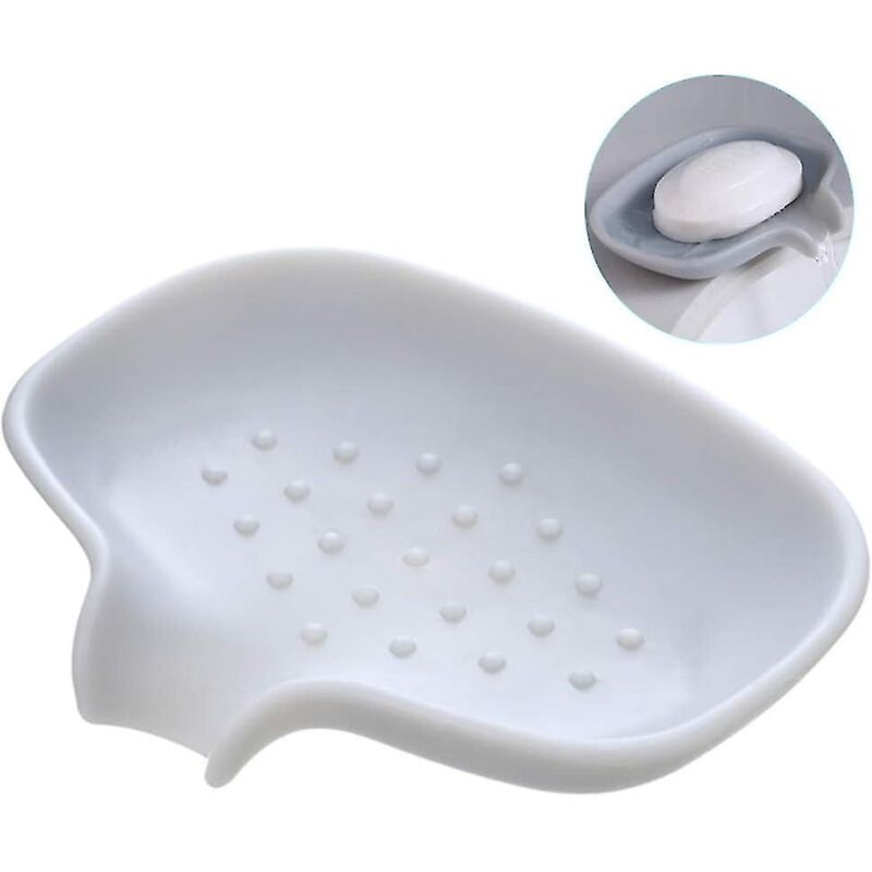 Selbstreinigende, Graue Silikon-seifenschale Mit Abtropfschale Für Bad, Dusche Und Küchenspüle – Wasserdicht Und Langlebig