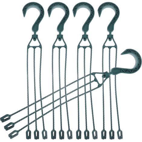 Set Mit 5 Drehbaren Kunststoff-hängehaken Für Pflanzkörbe Und Blumentöpfe – 40,00 X 6,50 X 1,00 Cm – Grün