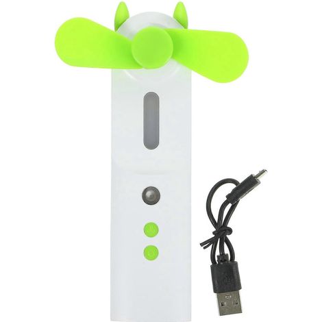 Mini-multifunktionsventilator Mit Usb-anschluss Und Integrierter Sprühfunktion, Ideal Für Reisen (grün). – 13 X 3,2 Cm – Grün