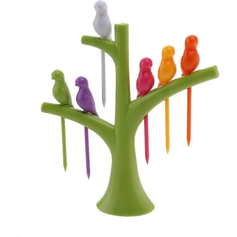 Obstgabel Aus Kunststoff In Form Eines Baumes Und Eines Vogels (grün) – 16,50 X 14,00 X 3,50 Cm – Grün
