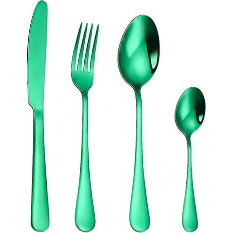4-teiliges, Elegantes Besteckset Aus Korrosionsbeständigem Edelstahl Mit Glatten Kanten – Sicher Für Den Täglichen Gebrauch. – B-green