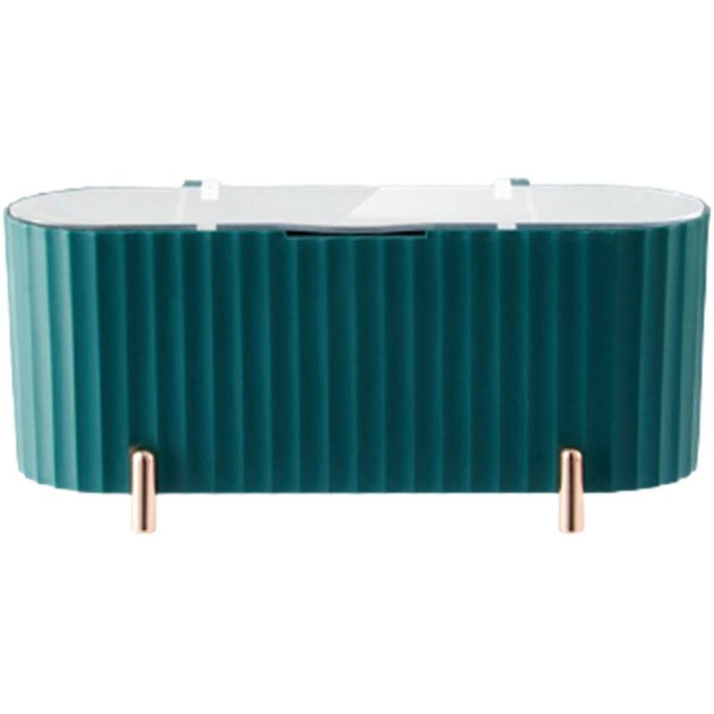 Schreibtisch-make-up-organizer, Wattepad-halter Mit Transparentem Deckel, Wattestäbchenbehälter, Grün