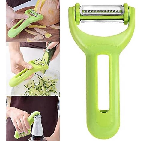 3-in-1 Multifunktions-gemüseschäler Mit Komfortablem Griff, Gezahnter Klinge Für Melonen Und Obst, Ultrascharfem Edelstahlschäler Für Gemüse Und Kartoffeln