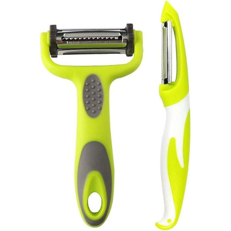 Set Mit 2 Multifunktionalen Sparschälern Für Obst Und Gemüse – 3 In 1: Gerader, Drehbarer Und Julienne-schäler – Kartoffel- Und Karottenschäler