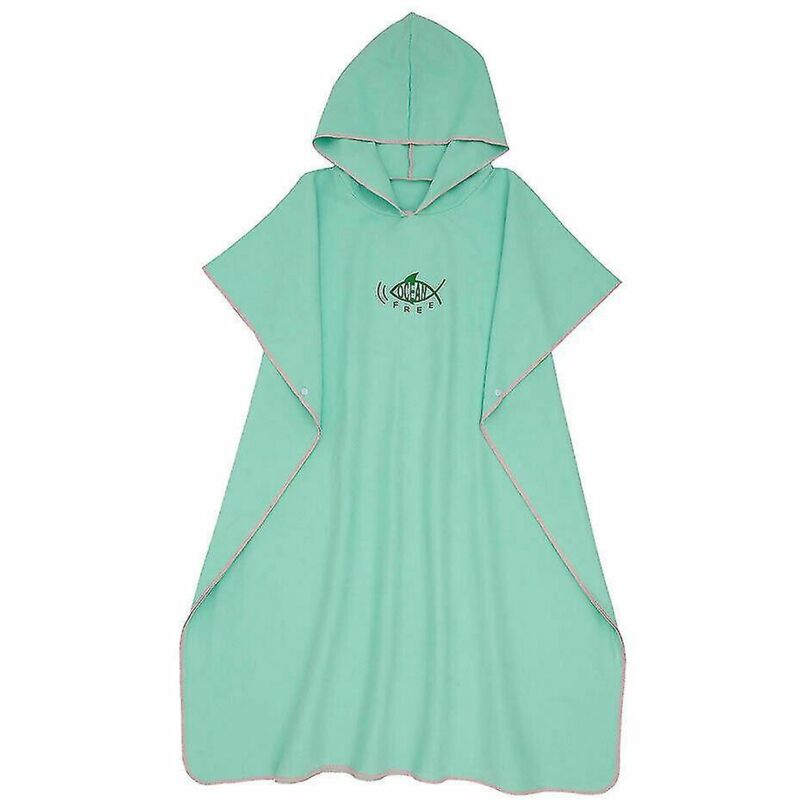 Unisex Grüner Strandponcho Mit Kapuze