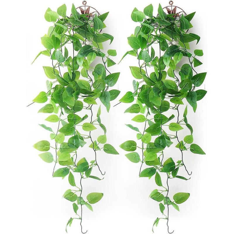 Set Mit 2 Künstlichen Hänge-efeupflanzen Mit Grünen Blättern Zur Dekoration Von Haus, Garten, Schlafzimmer Oder Hochzeit