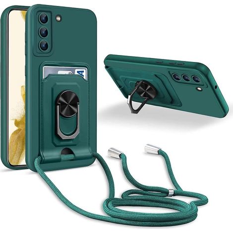 Grünes Lanyard Für Samsung Galaxy S22 Mit 360°-ringhalterung, Kartenfach, Kameraschutz Und Silikonhülle