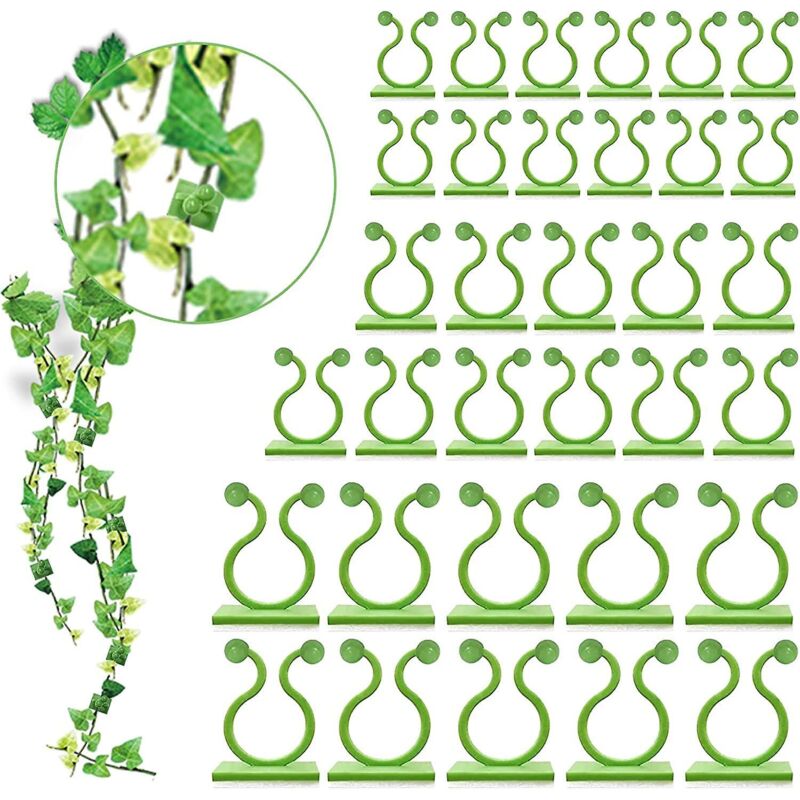 Packung Mit 100 Wandstützen Für Kletterpflanzen Mit Selbstklebenden Haken In 3 Größen - Gemüseclips (100 Grüne Clips)