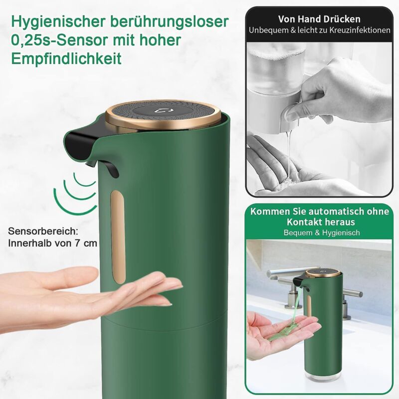 Automatischer Flüssigseifenspender Mit 300 Ml Fassungsvermögen, Nachfüllbar, Typ C, Wasserdicht Nach Ipx4, Für Küche Und Bad.