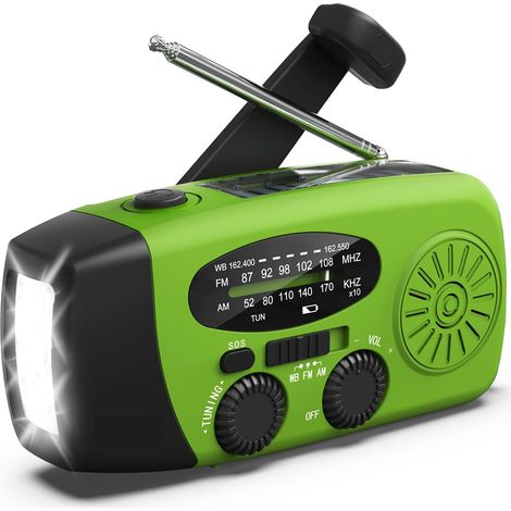 Am/fm/noaa-dynamoradio Mit Led-taschenlampe, 2000-mah-akku (wiederaufladbar Über Usb/solar), Für Notfälle Und Camping, Tragbar Und Umweltfreundlich.