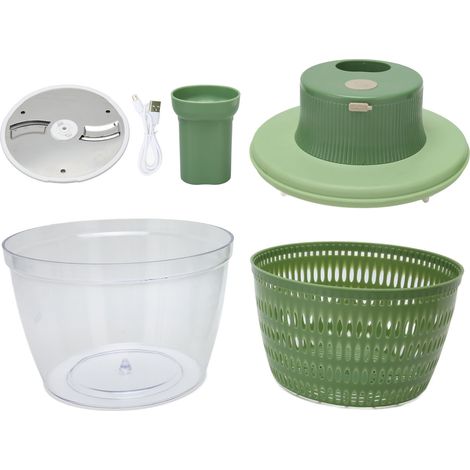 2-in-1 Elektro-zerkleinerer, 1200 U/min, Usb-gemüseschneider Für Zwiebeln, Knoblauch, Petersilie Und Blattgemüse, Salatschleuder