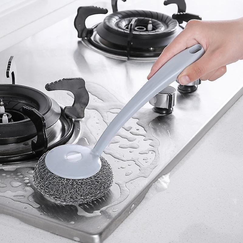 Set Aus 2 Küchenbürsten Mit Langem Griff Aus Fleckenabweisendem, Grünem Edelstahl