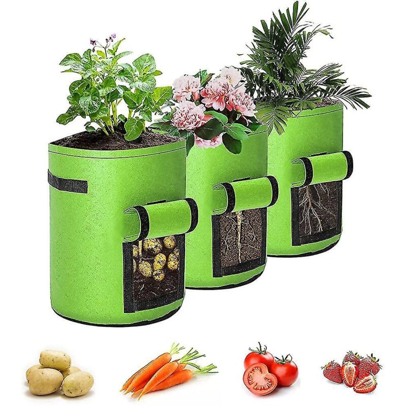 Set Mit 3 Kartoffelpflanzsäcken À 10 Gallonen Für Garten- Und Baumschulpflanzen