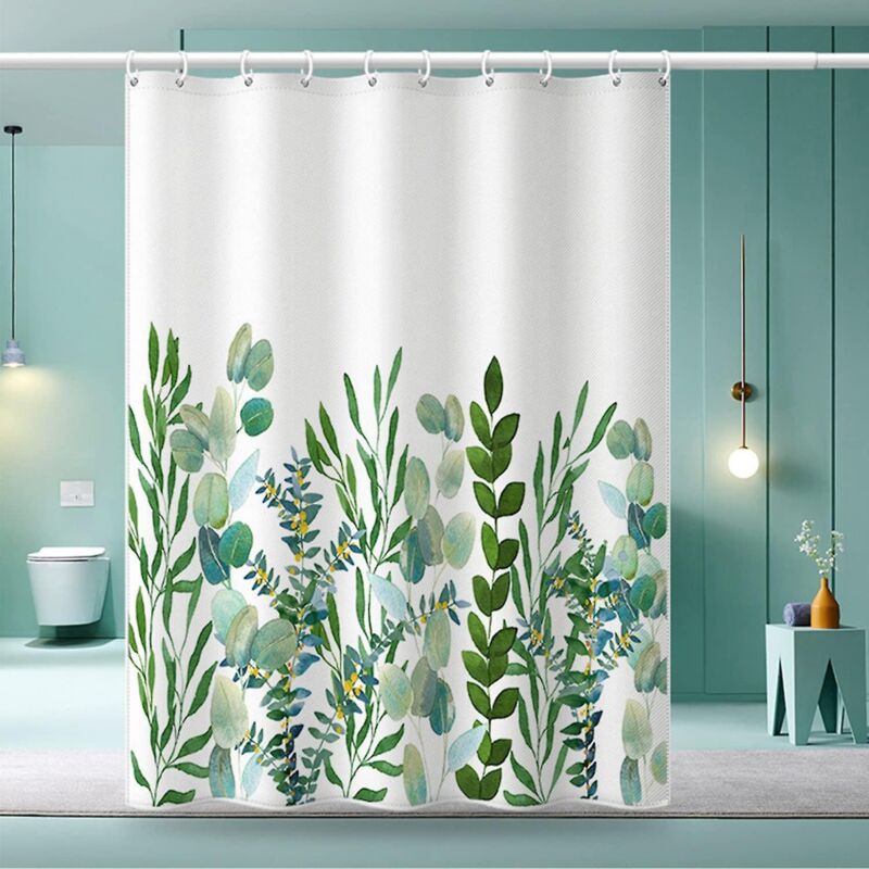 Maschinenwaschbarer Duschvorhang Aus Stoff, 180 X 200 Cm, Schimmelresistent, Mit 12 Rostfreien Haken, Aus Polyester.