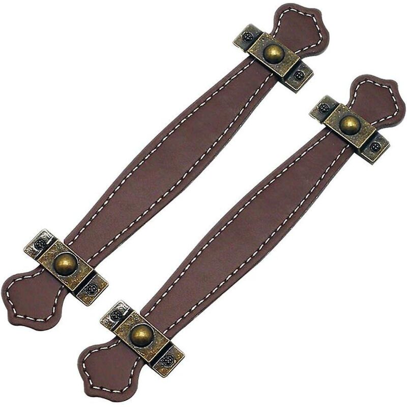 Set Aus 2 Hellbraunen Lederschubladengriffen Für Vintage-schrank- Oder Koffertüren