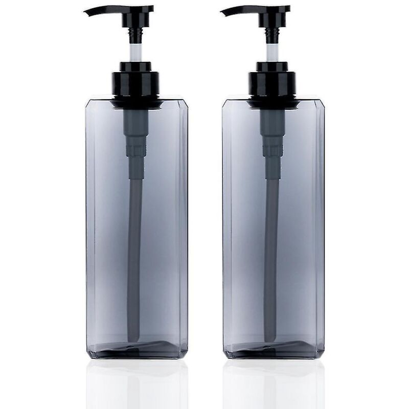 Set Mit 2 Leeren, Nachfüllbaren, Quadratischen Kunststoff-spendern (1000 Ml Fassungsvermögen) Für Seife, Lotion Oder Shampoo. Kühles Grau.