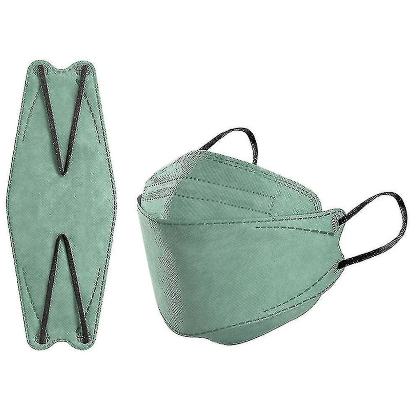 Packung Mit 50 Kn95-masken Für Erwachsene, Fischform, Morandi, Ffp2, 4 Lagen, Hellgrün.