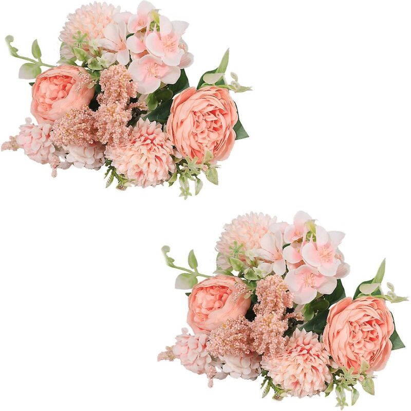 Set Aus 2 Handgehaltenen Sträußen Hellrosa Künstlicher Rosen, Perfekt Für Familienfeiern, Hochzeiten, Partys Und Als Weihnachtsdekoration.