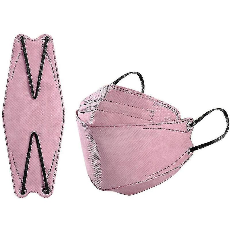 Packung Mit 50 Kn95-masken Für Erwachsene, Fischform, Morandi, Ffp2, 4 Lagen, Hellrosa.